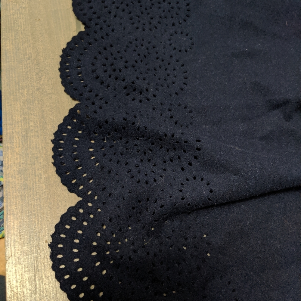 NWT Cynthia Steffe Wool Eyelet Skirt | Navy Blue | Scalloped Hem | Size 12 - Picture 8 of 8